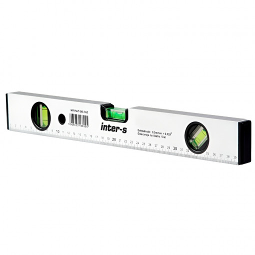 Уровень строительный магнитный Inter-S 1,5 м 3 глазка (040319)