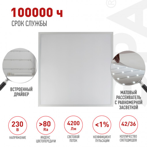 Светильник (панель) светодиодный ЭРА SPO-1-40-4K-M 40Вт 4000К 4200 Лм опал