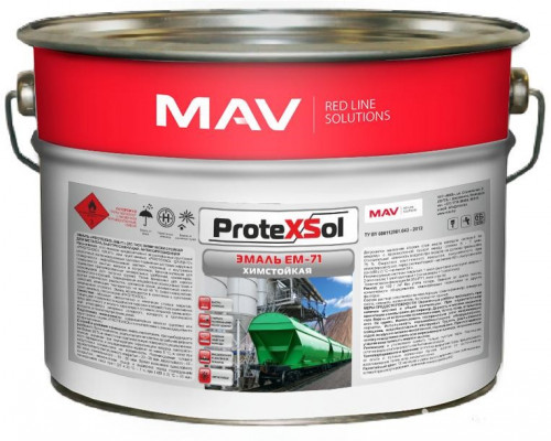 Эмаль MAV PROTEXSOL EM-71 химстойкая черная 10 л 1