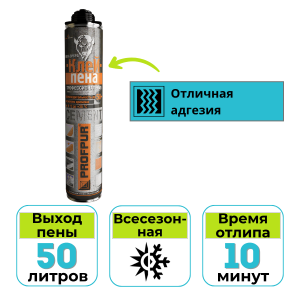 Клей-пена монтажная PROFPUR Cement профессиональная 850 мл
