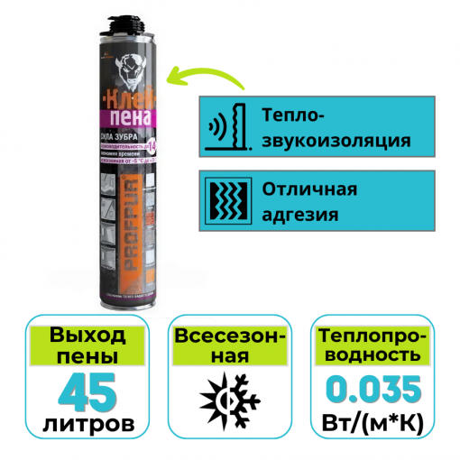 Клей-пена монтажная PROFPUR профессиональная 750 мл