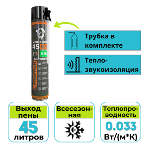 Пена монтажная PROFPUR Ultra бытовая с трубочкой 750 мл