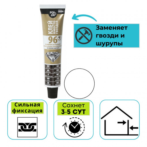 Клей монтажный каучуковый POINT Вместо гвоздей 96, 80 мл