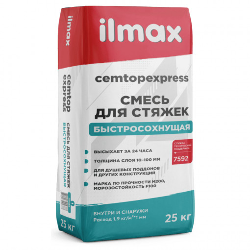 Смесь для стяжки цементная ilmax CemTopExpress М200, 25 кг