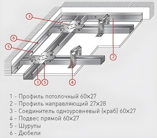 Профиль направляющий потолочный Ю-мет UD 27х28 мм, 3 м, 0.5 мм