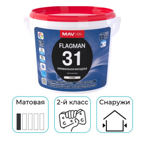Краска MAV FLAGMAN 31 премиальная фасадная кремово-белая 5 л (RAL 9001)