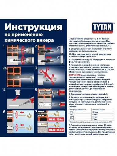 Химический анкер Tytan Professional двухкомпонентный серый 300 мл