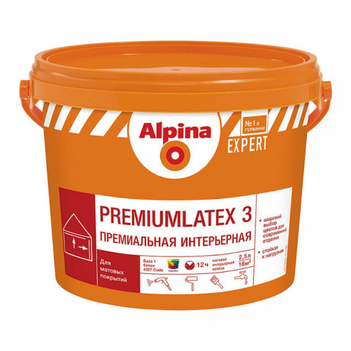 Краска Alpina EXPERT Premiumlatex 3 База 3 прозрачная 2,35 л