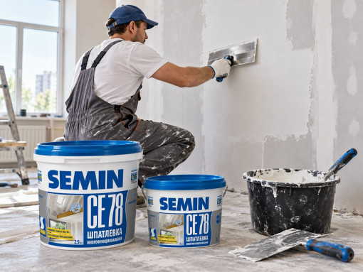 Шпатлёвка старт-финиш Semin CE 78 (синяя крышка) 7 кг
