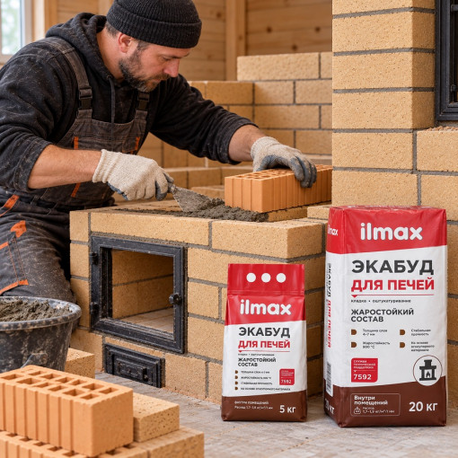 Кладочно-штукатурная смесь для печей Экабуд ilmax 20 кг