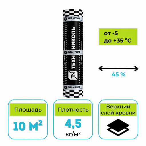 Материал кровельный ТехноНИКОЛЬ Элакром ЭКП-4,5 10 м2 сланец серый
