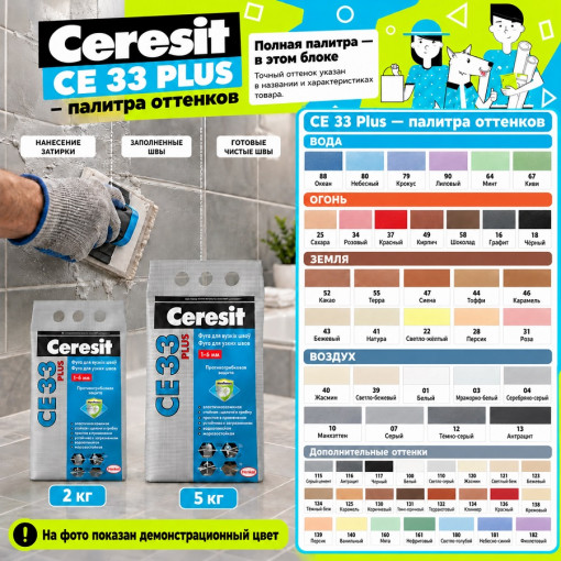 Фуга для заполнения узких швов Ceresit CE 33 Plus № 73 оливковая 2 кг
