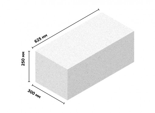 Блок газосиликатный 2,5-500-35-1 625х300х250 мм БЦК