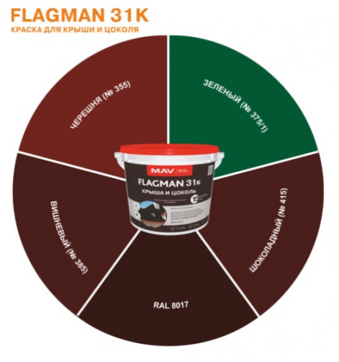 Краска MAV FLAGMAN 31к для крыши и цоколя черешня 11 л