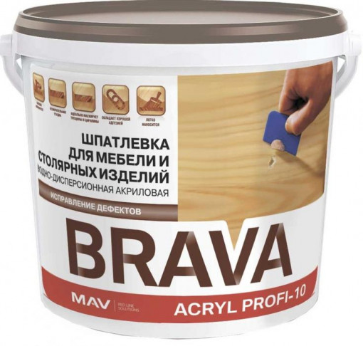 Шпатлевка MAV BRAVA ACRYL PROFI-10 для мебели и столярных изделий бук 1 л