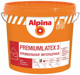 Краска Alpina EXPERT Premiumlatex 3 База 1 белая 10 л