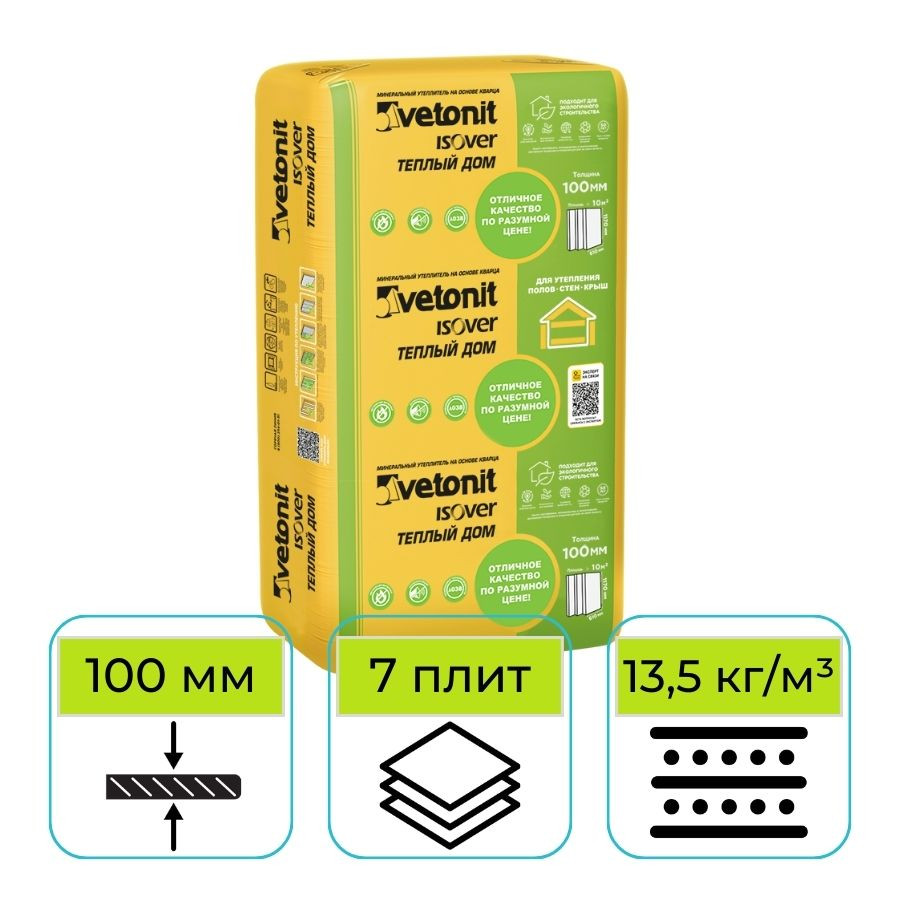 Утеплитель Ветонит (Изовер) Теплый Дом 1170х610х100 мм