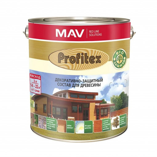 Защитно-декоративный состав MAV Profitex (Профитекс) красное дерево 3 л