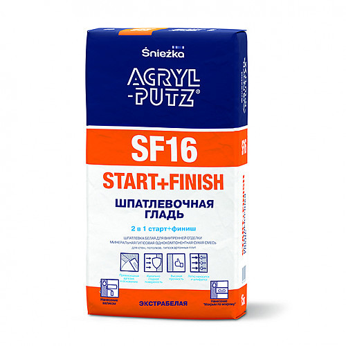 Шпатлевка гипсовая Sniezka Acryl Putz SF16 (старт-финиш) 15 кг