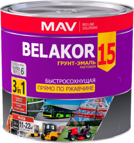Грунт-эмаль MAV BELAKOR 15 прямо по ржавчине 3 в 1 красный 10 л