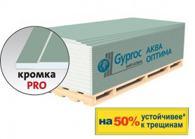 Гипсокартон 3000х1200х12,5 мм влагостойкий Gyproc Aqua Optima