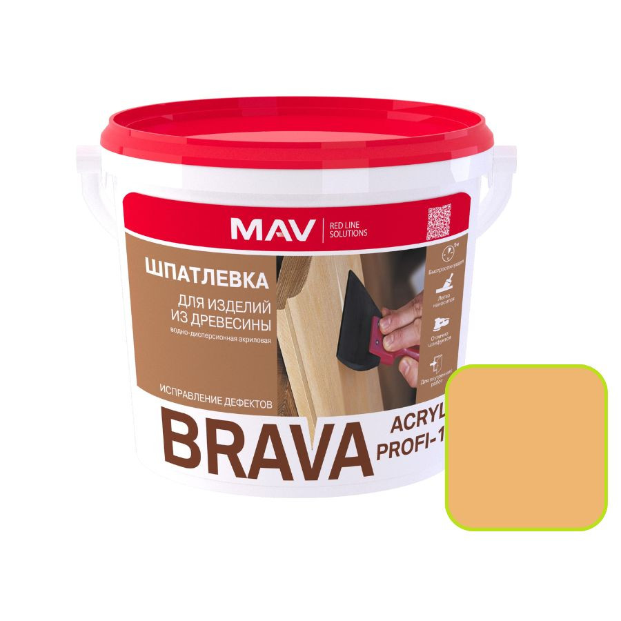 Шпатлевка MAV BRAVA ACRYL PROFI-1 сосна 11 л для изделий из древесины