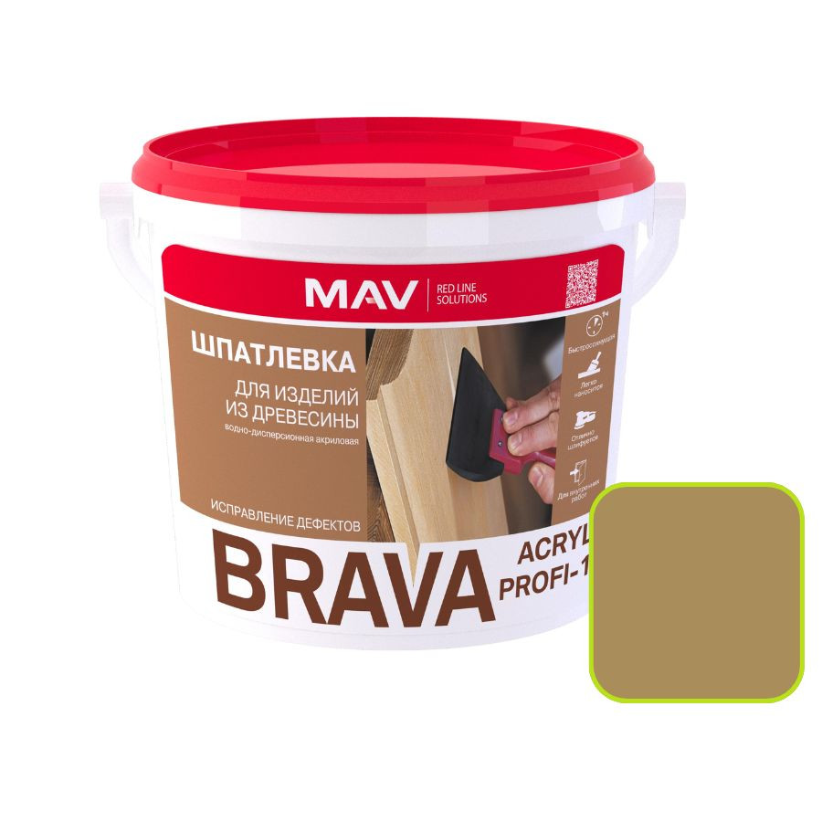 Шпатлевка MAV BRAVA ACRYL PROFI-1 для изделий из древесины дуб 1 л
