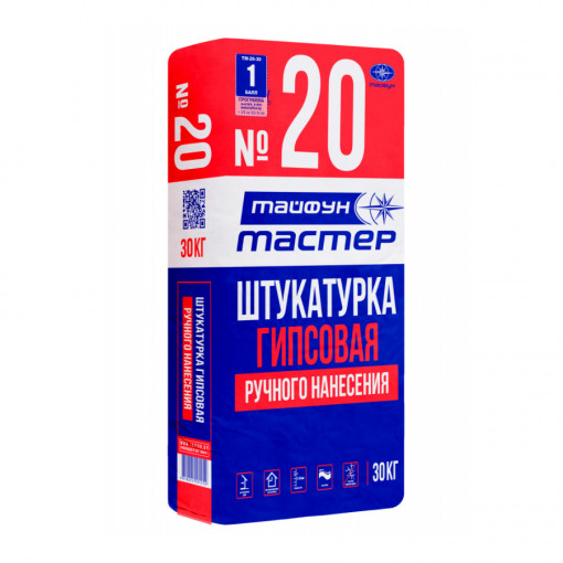 Штукатурка гипсовая Тайфун Мастер №20 ручного нанесения 30 кг