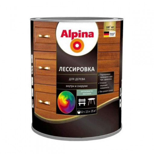 Состав защитный Alpina Лессировка для дерева 2,5 л