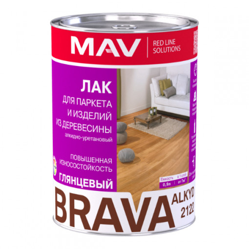 Лак MAV BRAVA ALKYD 2122 глянцевый прозрачный 1 л