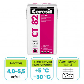Клей для теплоизоляции Ceresit CT 82 КС1 25 кг