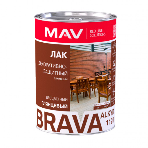 Лак MAV Brava Alkyd 1120 прозрачный глянцевый 1 л