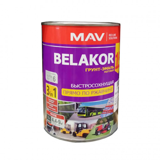 Грунт-эмаль MAV BELAKOR 15 прямо по ржавчине 3 в 1 серый 1 л