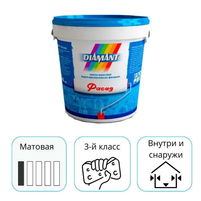 Краска Диамант Фасад белая 0,9 л