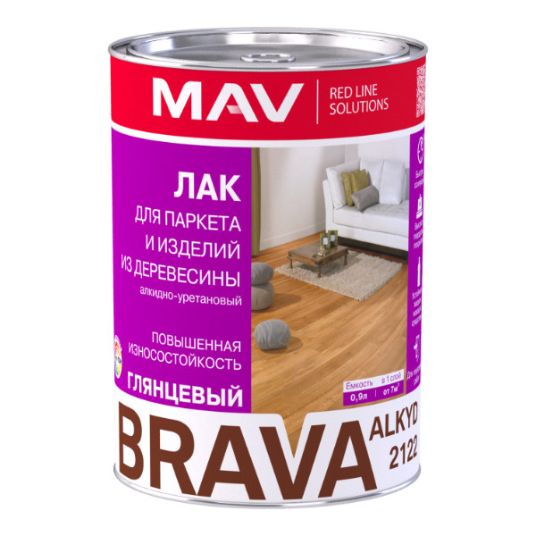 Лак MAV BRAVA ALKYD 2122 глянцевый прозрачный 1 л