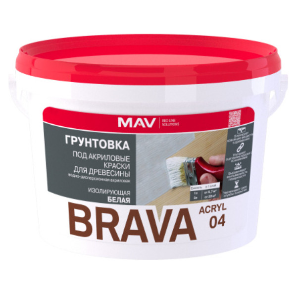 Грунтовка MAV BRAVA ACRYL 04 под акриловые краски для древесины 3 л