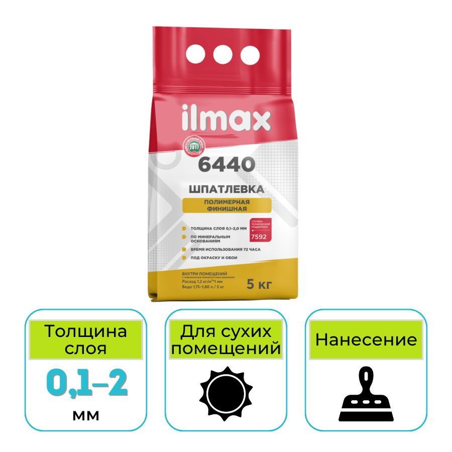 Шпатлевка полимерная финишная ilmax 6440 5 кг
