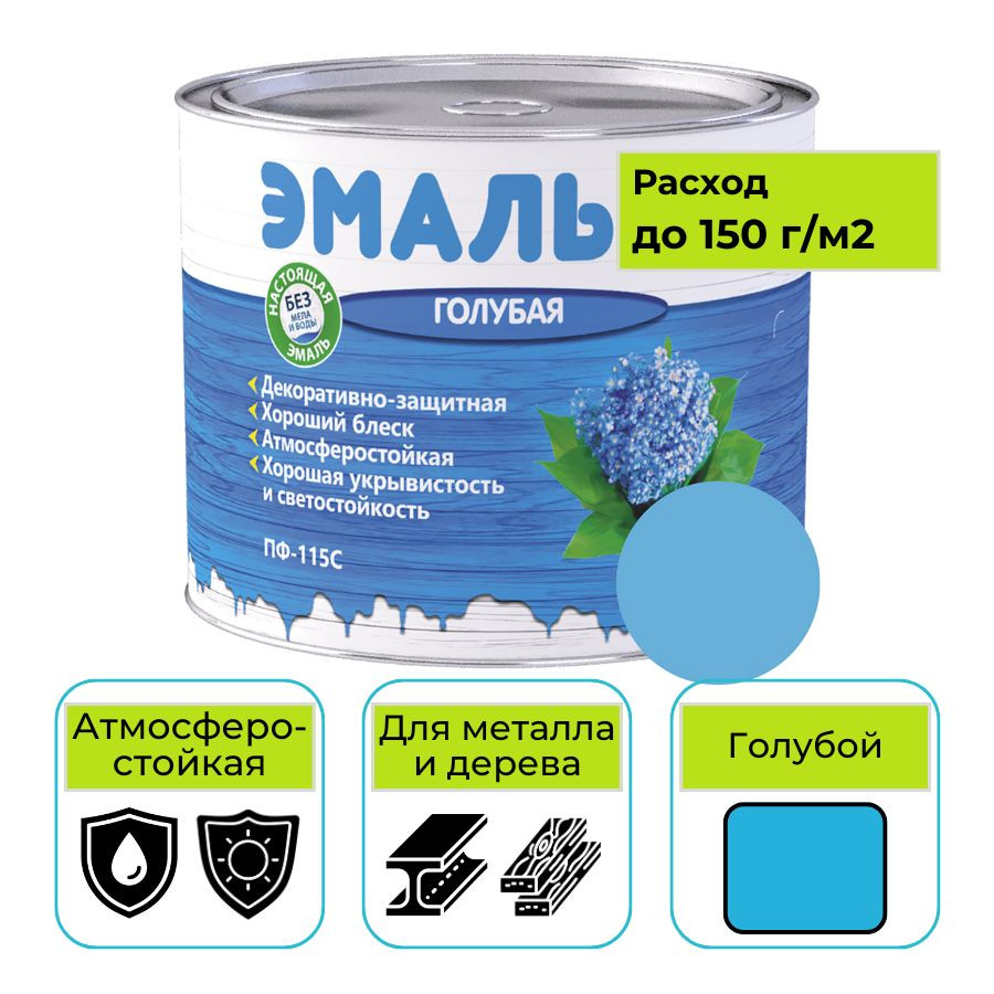 Эмаль MAV ПФ-115С ЭМАЛЬКА голубой 2 л