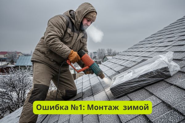 Монтаж зимой гибкой черепицы фото