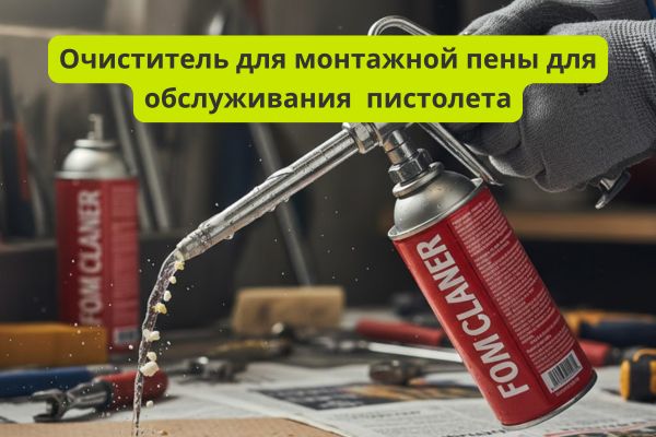 Обслуживание монтажного пистолета при помощи очистителя фото