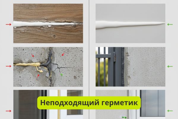 Неподходящий тип герметика фото