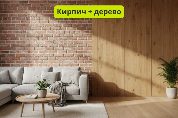 Кирпич и дерево фото