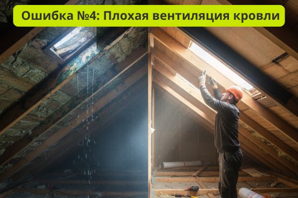 Плохая вентиляция  при монтаже гибкой черепицы фото