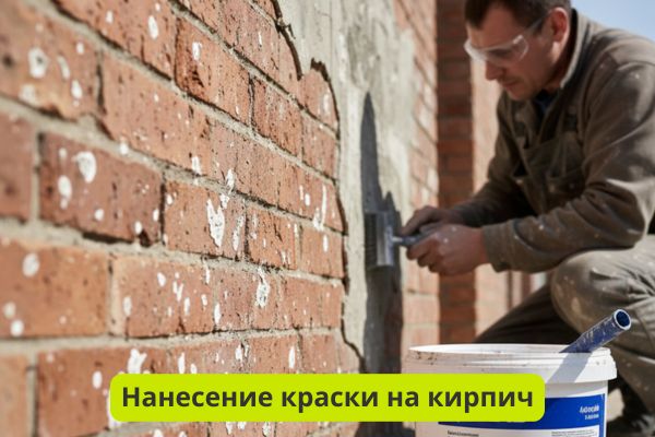 Нанесение краски на кирпич фото