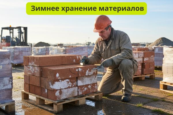 Зимнее хранение блоков и кирпичей фото