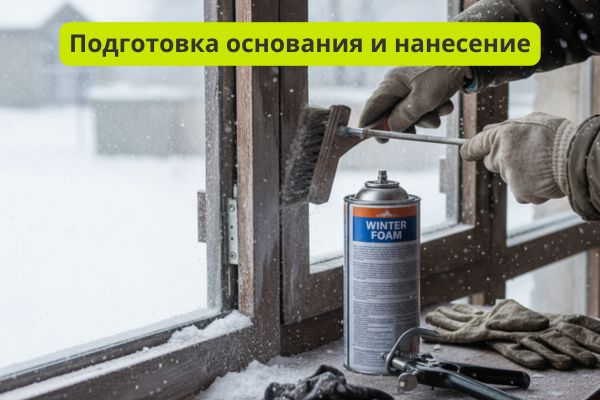 Подготовка основания перед нанесением монтажной пены фото