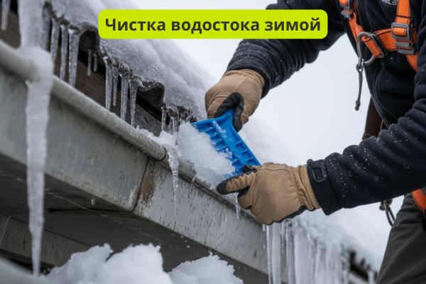 чистка водосточной системы зимой фото