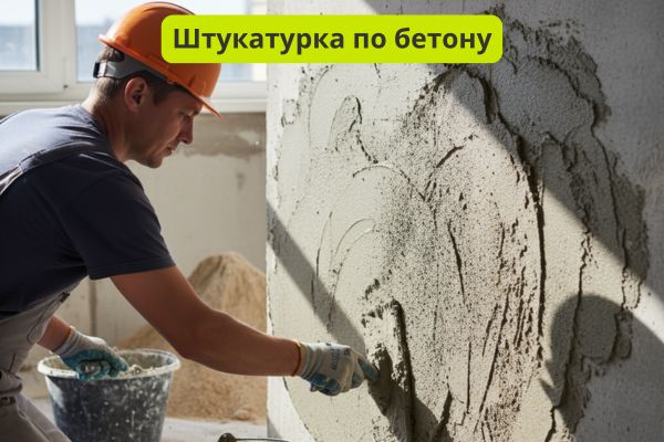 Штукатурка по бетону фото