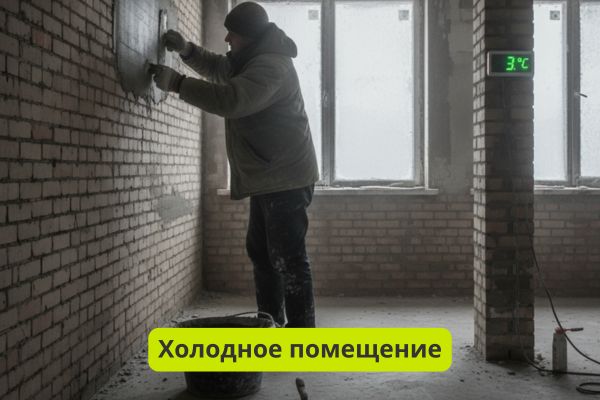 Работа с раствором в холодном помещении фото