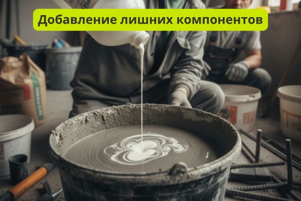 Добавление лишних компонентов в растворы клеевые, шпатлевочные фото